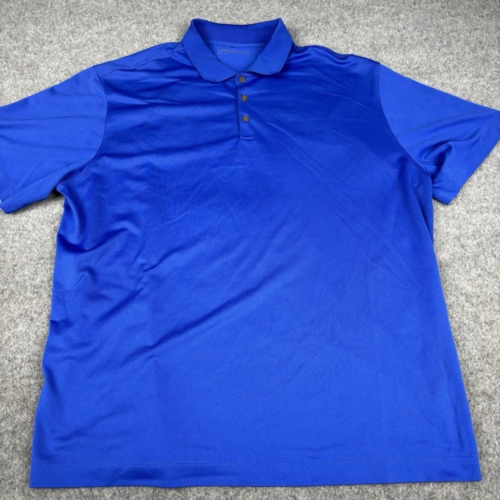 Nike Golf Polo Shirt Mens 3xl Blue Short Sleeve Nike Dri Fit Check Logo Stretch